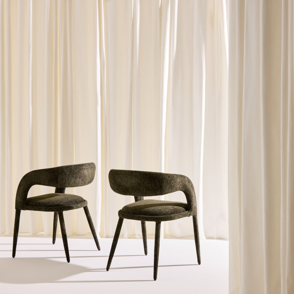 sweeek 2er-Set moderne Sessel mit Stoffbezug khaki style modern Grün Stoff