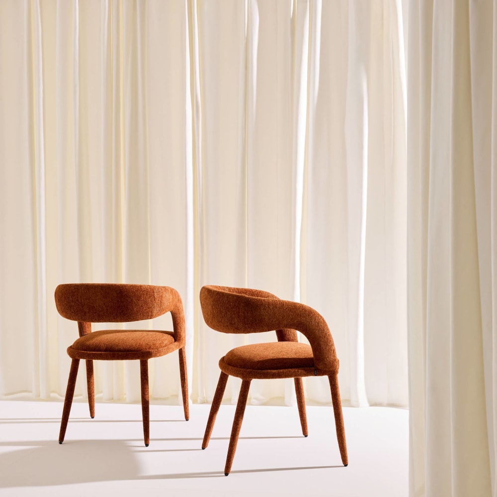 2er-Set moderne Sessel mit Stoffbezug terrakotta - Maisons Du