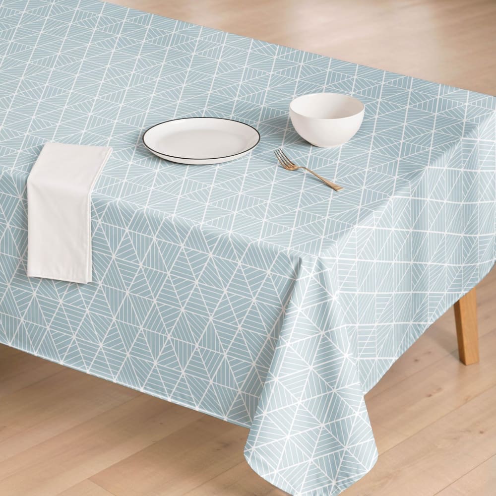 Fleckabweisende Tischdecke geometrisch wassergrün 140x100 -