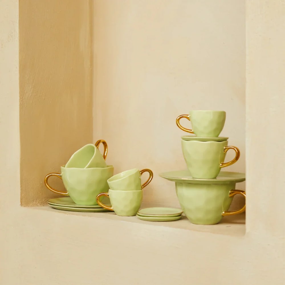 Tasse Cappuccino/Tee aus Keramik grün Ø 11 * 8 cm - Maisons Du