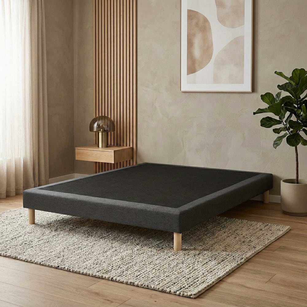 Sommier tapissier à lattes fixes 140x200 sommier gris Sommier tapissier à lattes fixes 140x200 sommier gris