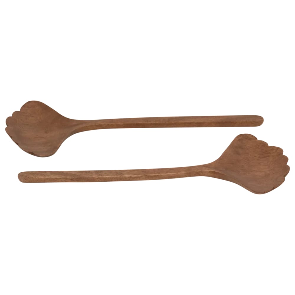 Set de 2 couverts à salade en bois marron 12 * 30 cm