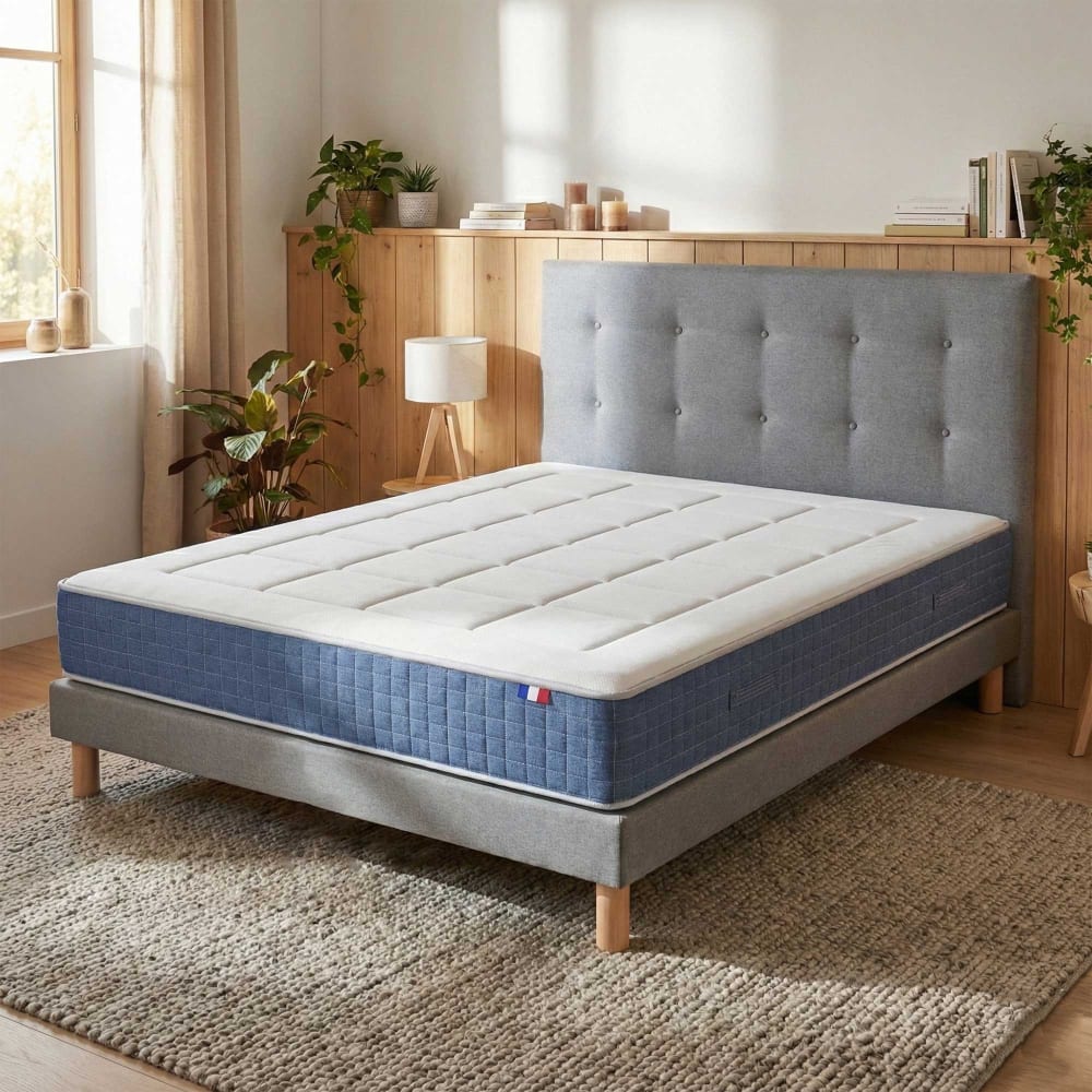 Ensemble matelas hybride + tete de lit 140x190