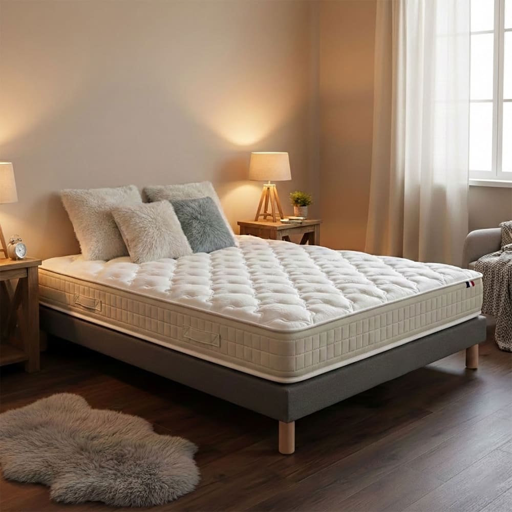Matelas 140 x 200 100% latex 3 zones pure sommier gris