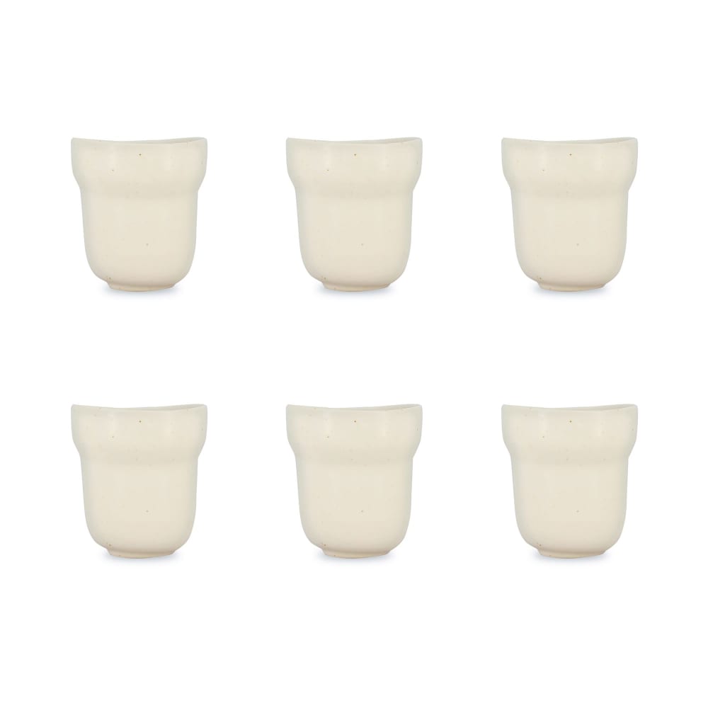 Lot de 6 mugs 32cl en porcelaine beige