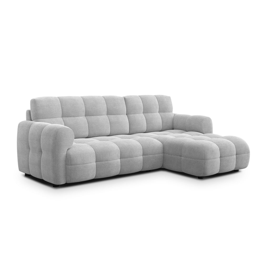Canapé d'angle droit 3 places, tissu gris clair
