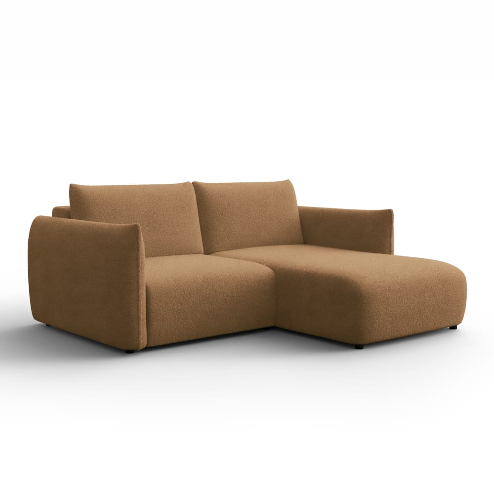 Canapé d'angle 3 places droit, tissu bouclé marron Canapé d'angle 3 places droit, tissu bouclé marron