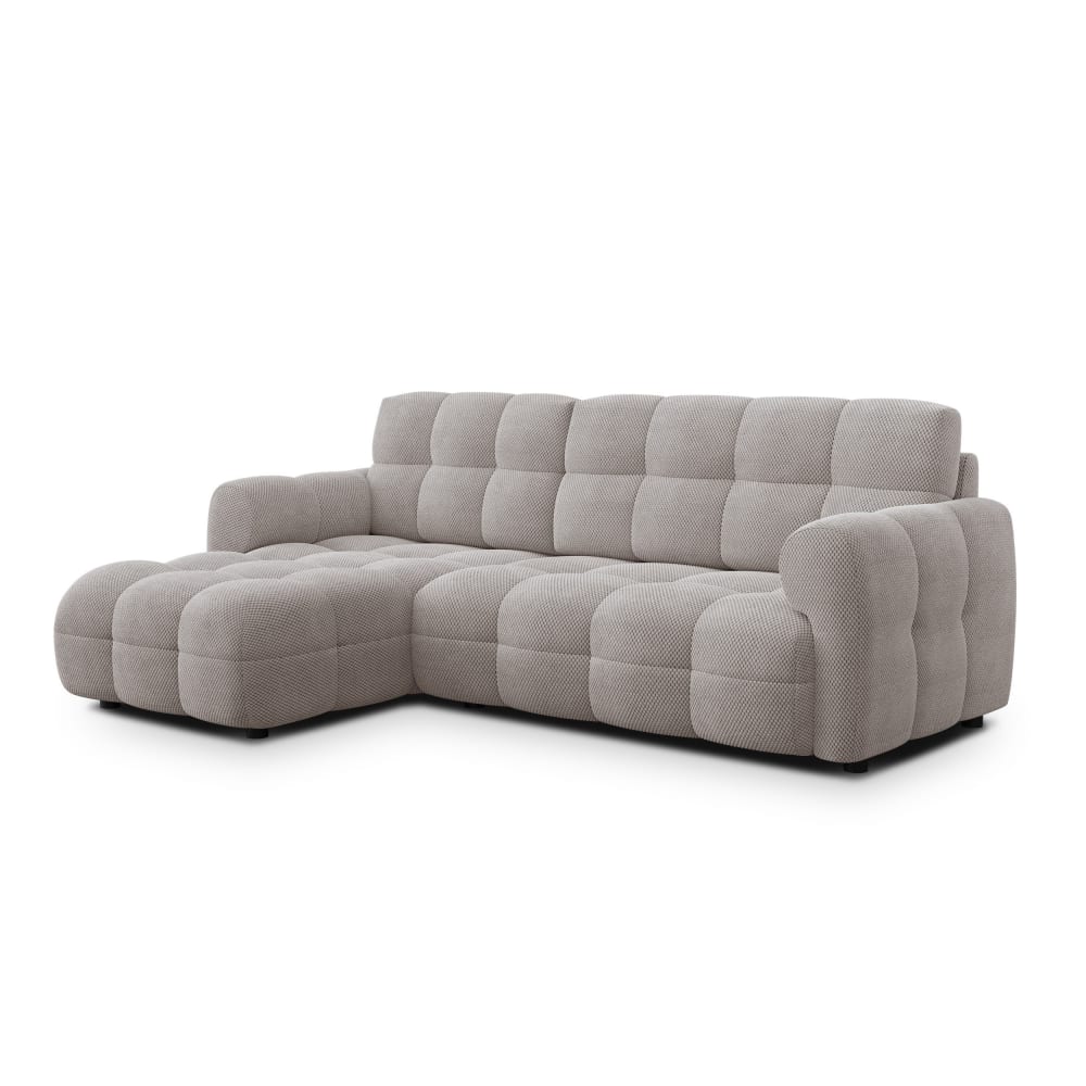 Canapé d'angle gauche 3 places, tissu beige