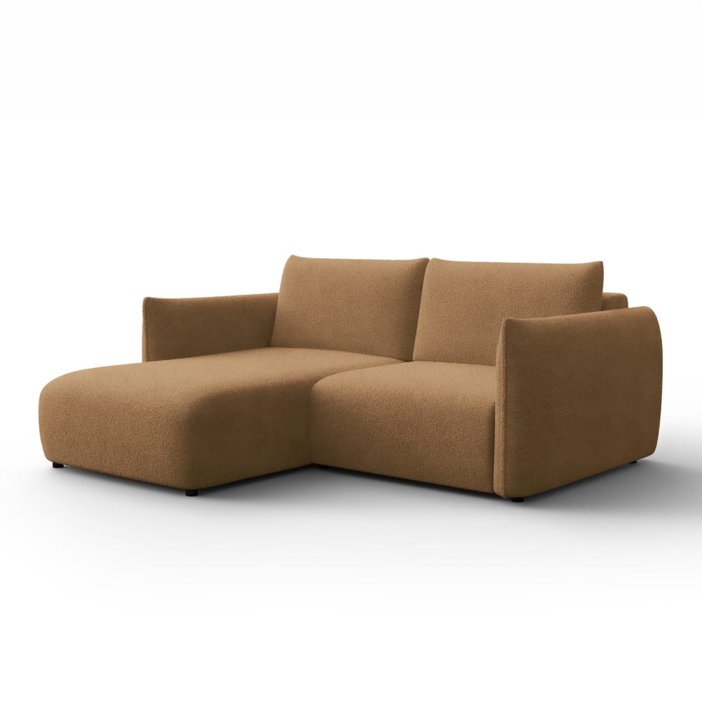 Canapé d'angle 3 places gauche, tissu bouclé marron Canapé d'angle 3 places gauche, tissu bouclé marron