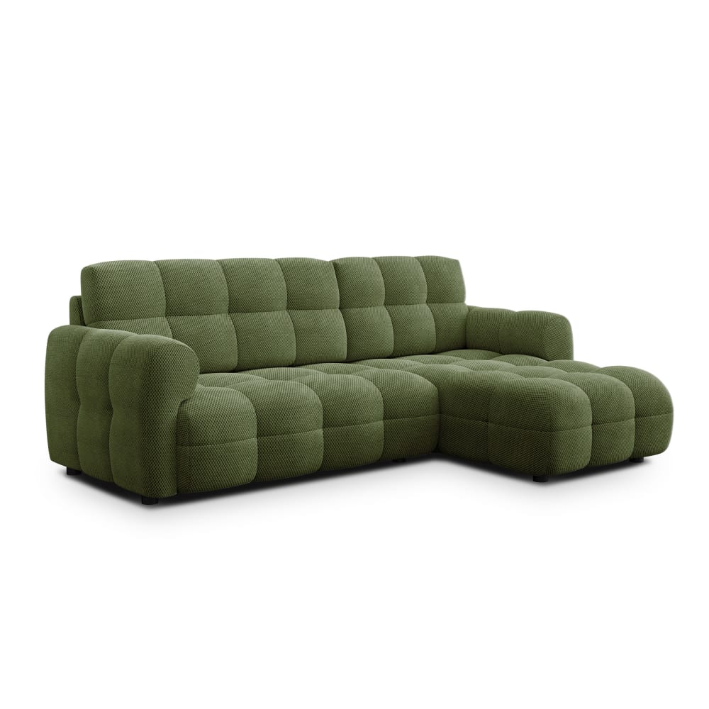Canapé d'angle droit 3 places, tissu vert