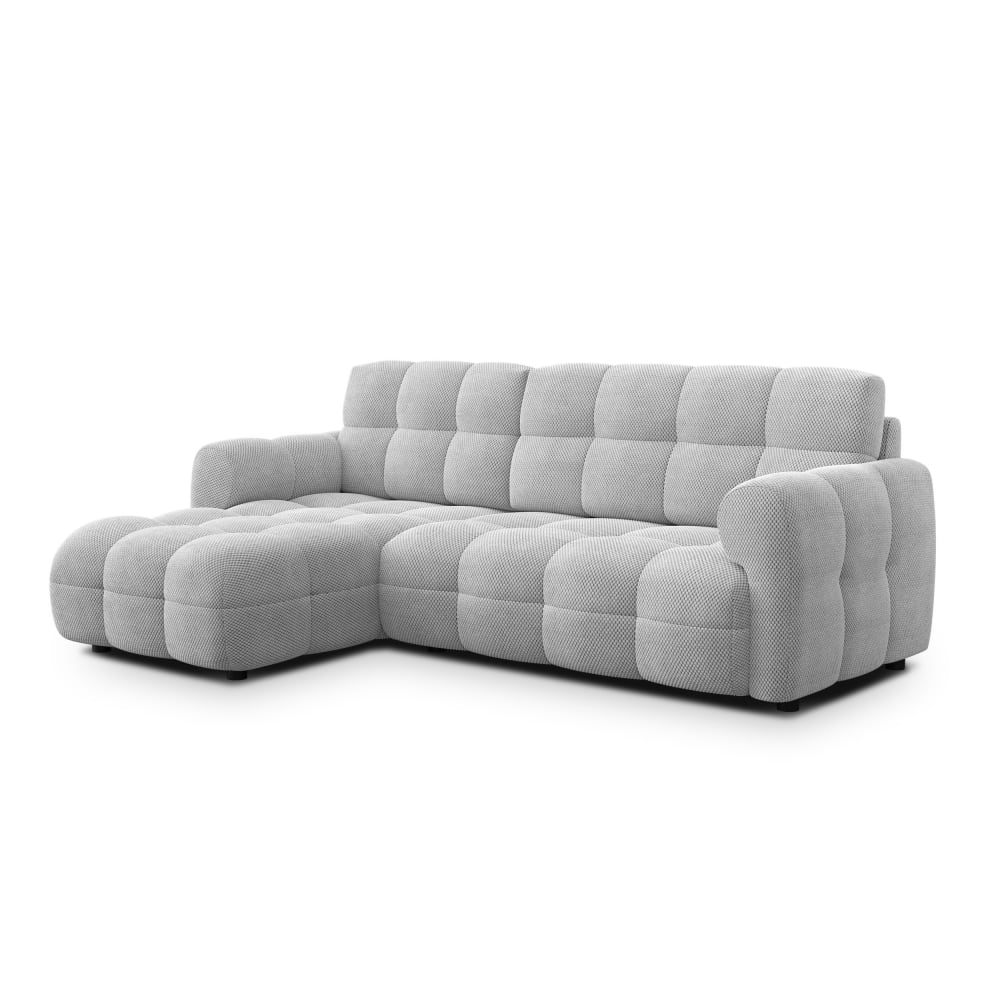 Canapé d'angle gauche 3 places, tissu gris clair