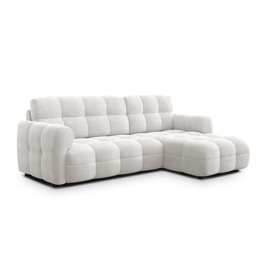 Canapé d'angle droit 3 places, tissu creme