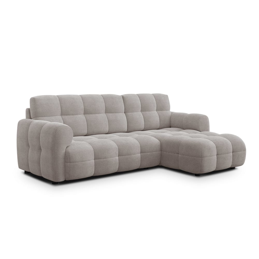 Canapé d'angle droit 3 places, tissu beige