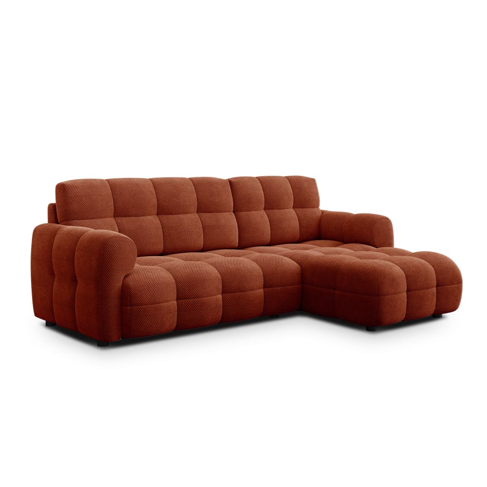 Canapé d'angle droit 3 places, tissu orange