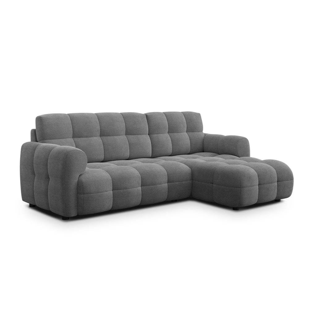 Canapé d'angle droit 3 places, tissu gris