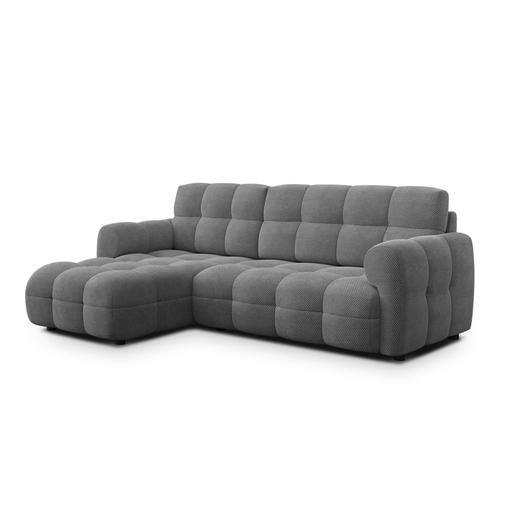 Canapé d'angle gauche 3 places, tissu gris