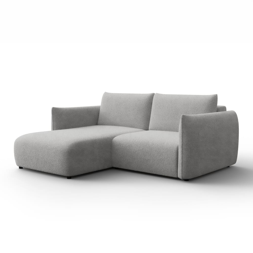 Canapé d'angle 3 places gauche, tissu bouclé gris clair Canapé d'angle 3 places gauche, tissu bouclé gris clair