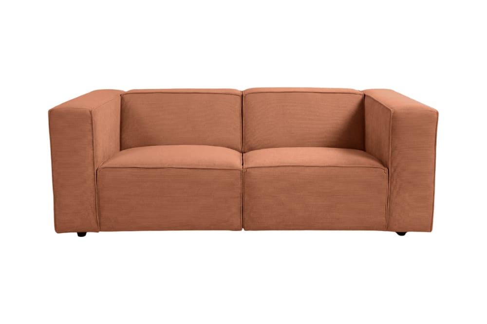 Canapé droit velours - terracotta