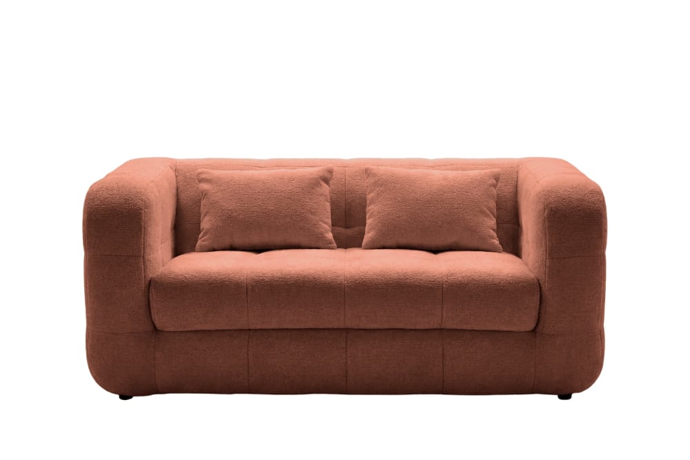 Canapé droit tissu chenille 2 places terracotta Canapé droit tissu chenille 2 places terracotta