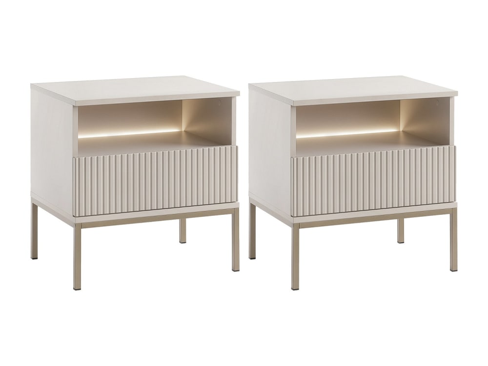 Lot de 2 tables de chevet mdf beige