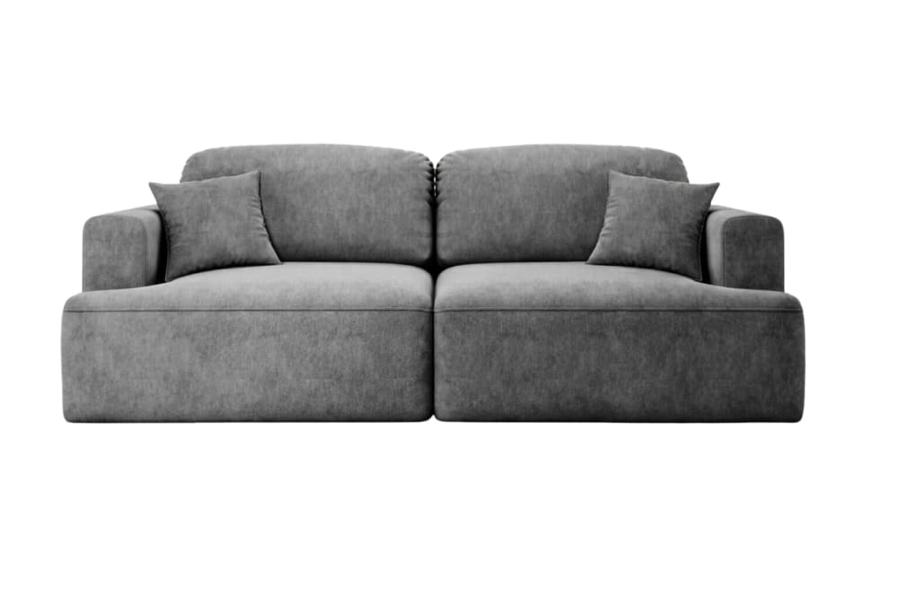 Canapé droit convertible - tissu velours gris