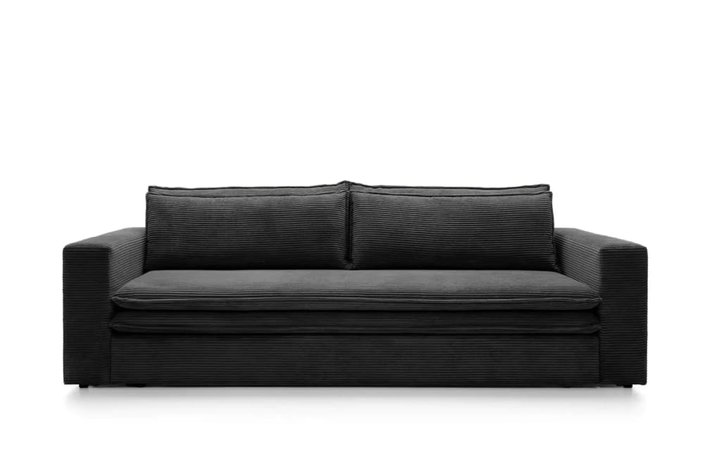 Canapé droit convertible - velours noir