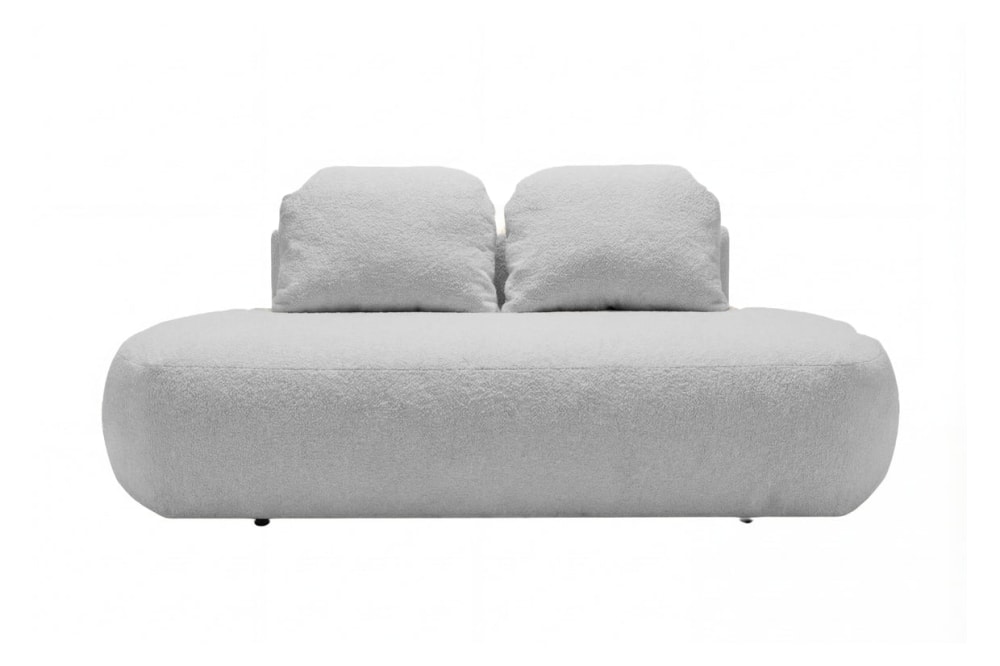 Canapé droit convertible tissu texturé 2 places gris clair