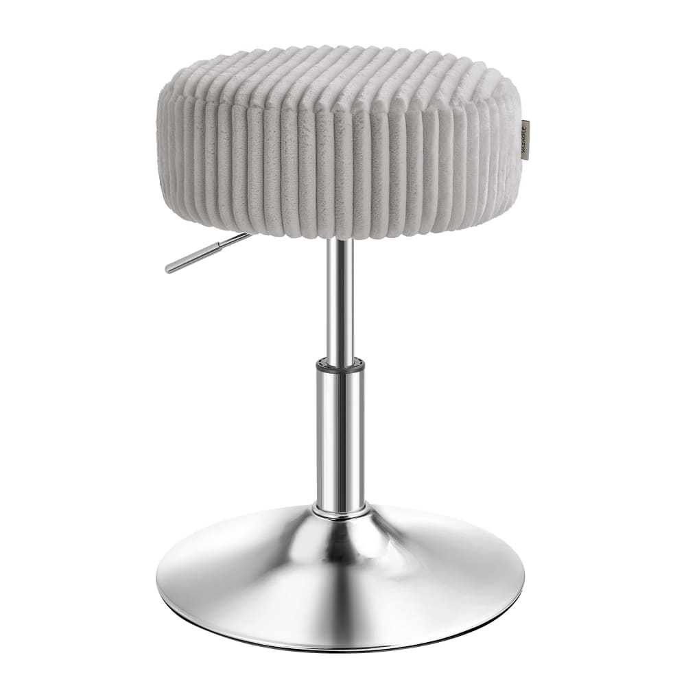 Tabouret de bar rond réglable avec rotation à 360° coussin épais gris