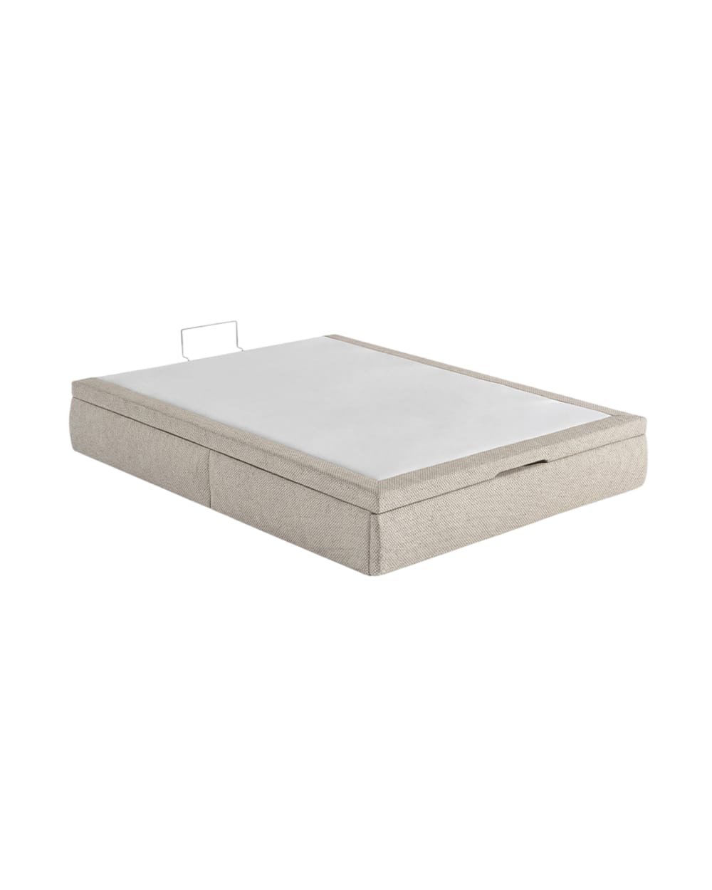 Lit coffre tapissé beige - tissus