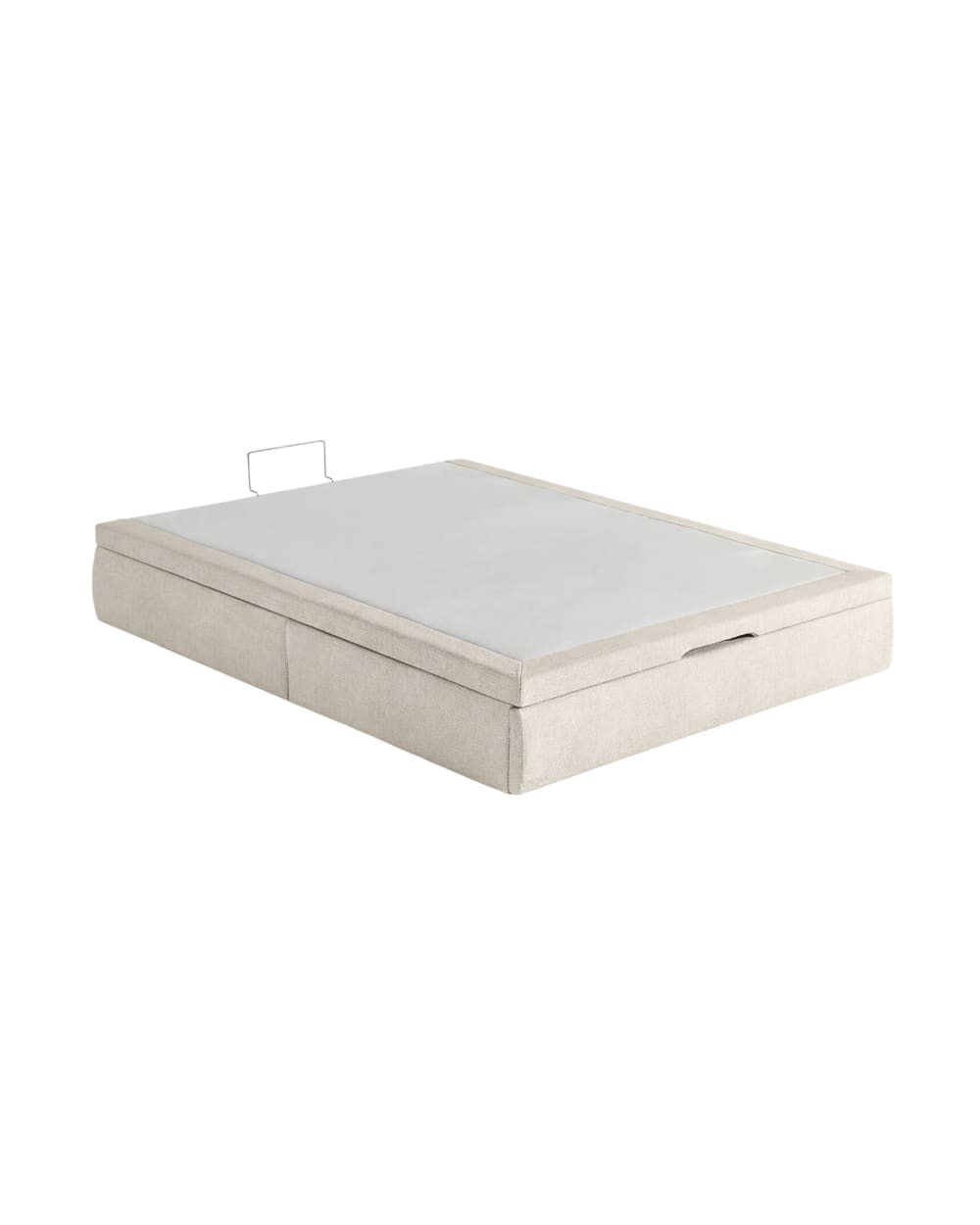 Lit coffre tapissé blanc 160 × 200 cm avec tissus naturels