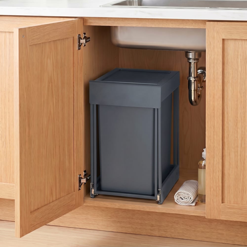 papelera de cocina extraible 20 l de acero gris