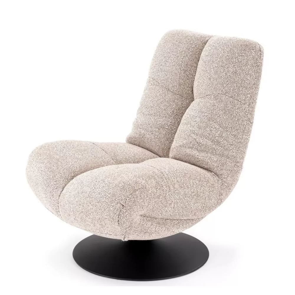 Fauteuil pivotant design en tissu de polyester beige Fauteuil pivotant design en tissu de polyester beige