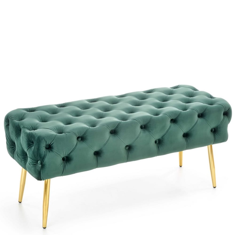 banc capitonné en velours - pieds