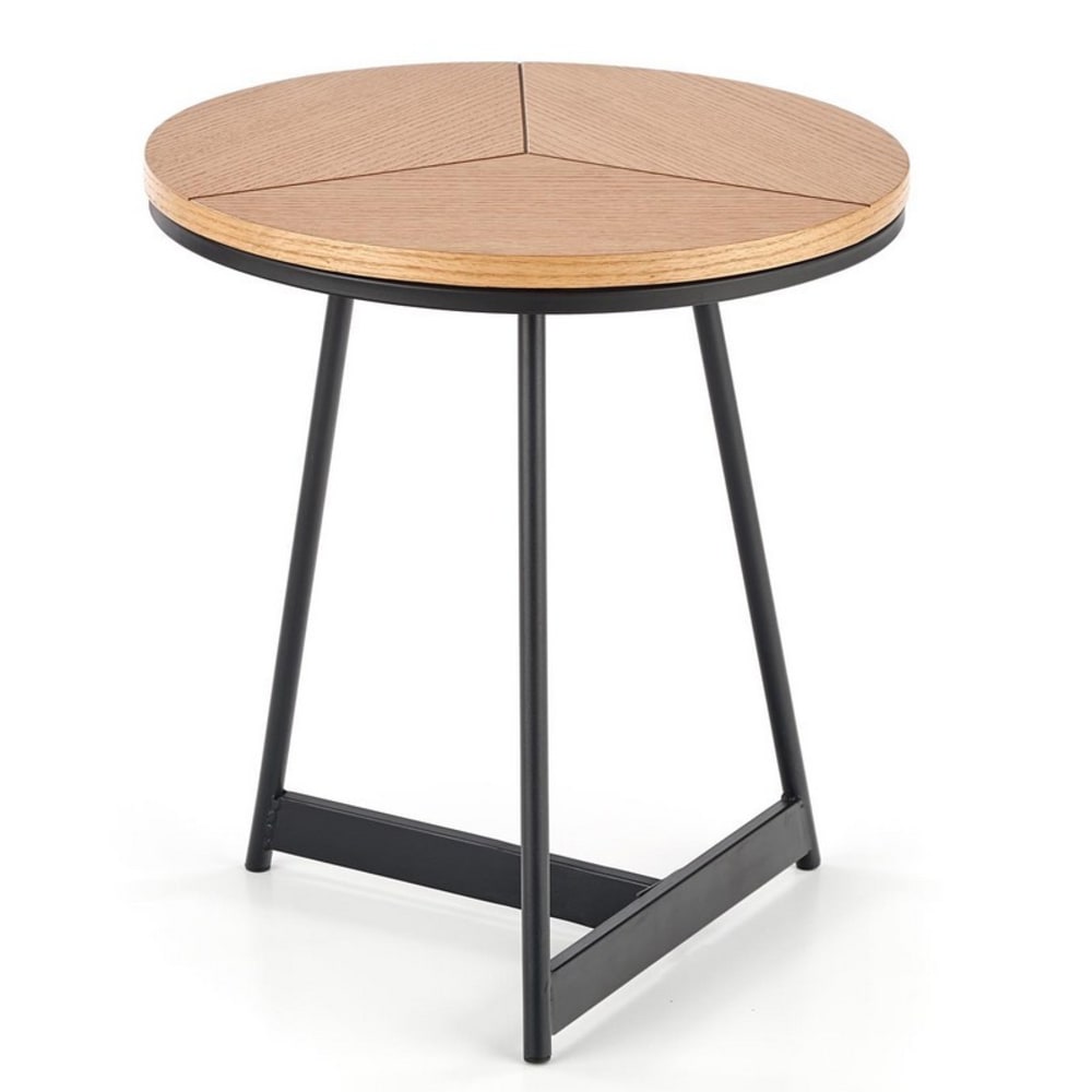 MSO Runder Couchtisch mit Platte in Eichenoptik und Metallbeinen 45 cm style industrial Braun Holz