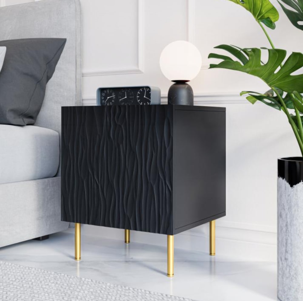 Table de chevet design noir mat mokt