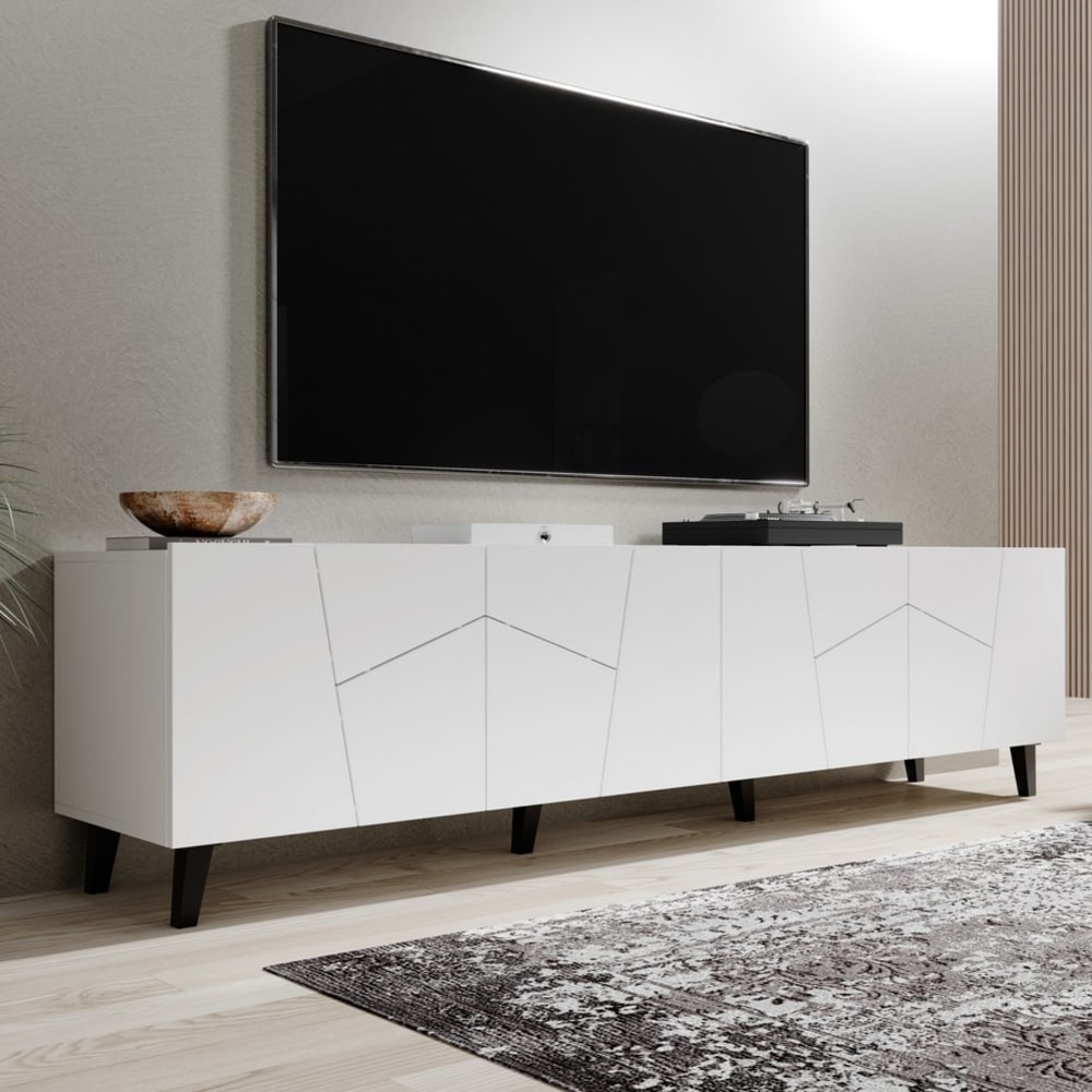 Mattweißer Designer-TV-Schrank 200 cm - Maisons Du Monde