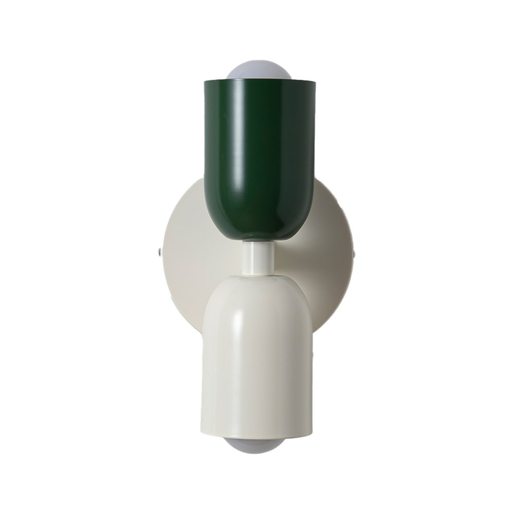 Applique murale double E27 métal crème vert H20 cm