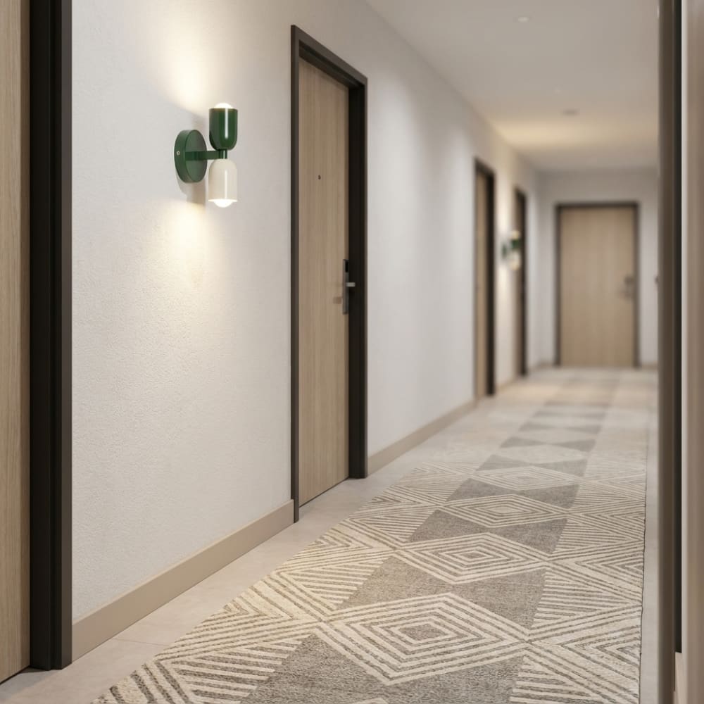 Applique murale double E27 métal crème vert H20 cm — vue 4