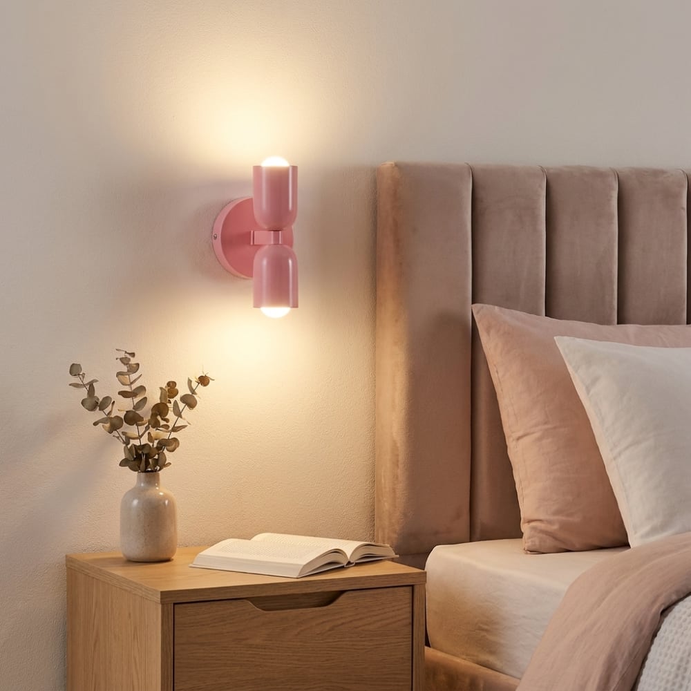 Doppelte Wandleuchte E27 Metall rosa H20 cm - Maisons Du Monde