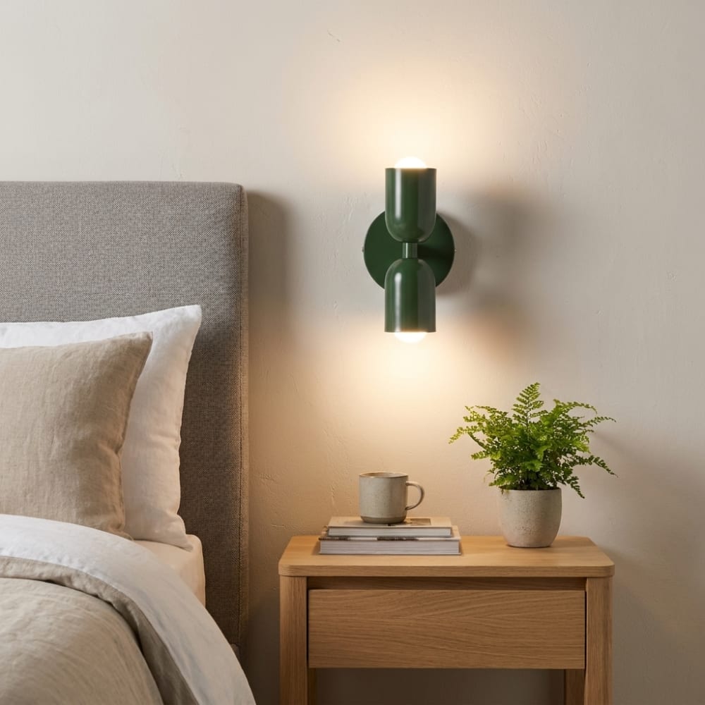Applique murale double E27 métal vert H20 cm — vue 3