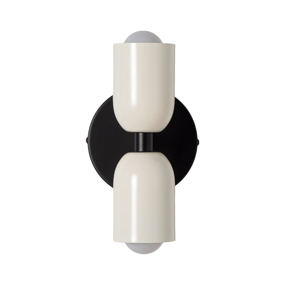 Alpinaluz Doppelte Wandleuchte E27 Metall schwarz creme H20 cm style modern - Metall
