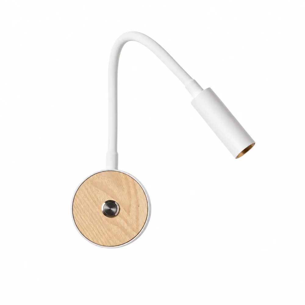 Alpinaluz Flexible LED-Wandleuchte 3W Metall weiß Naturholz style modern - Metall