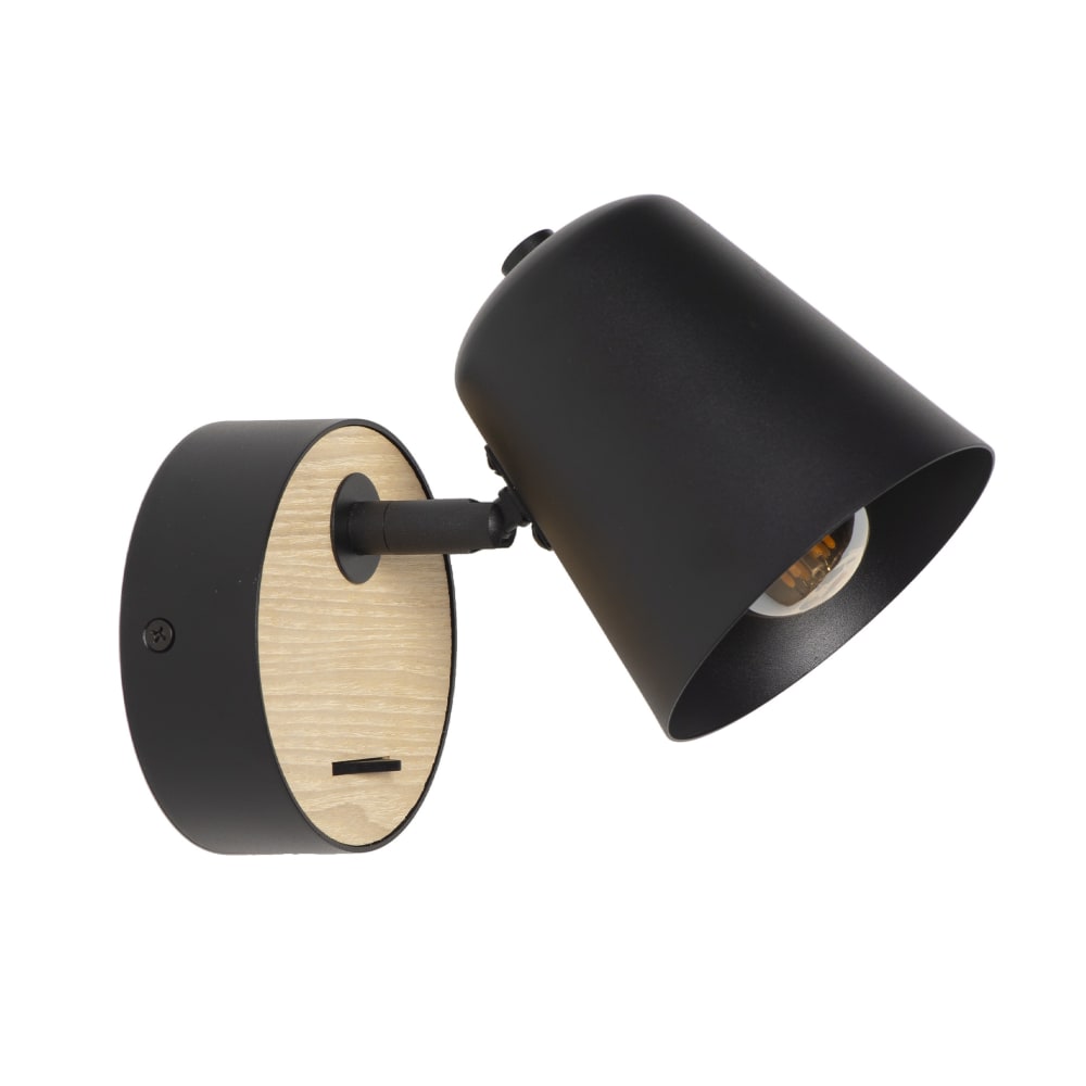 Applique lecture orientable E27 métal noir bois