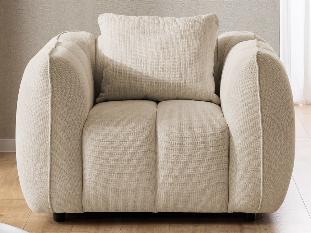 Fauteuil en tissu structuré beige clair 115x89x69 cm