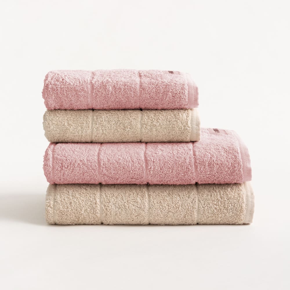 Lot 4 serviettes en coton 600gr rose pierre 2(50x100+70x140cm) Lot 4 serviettes en coton 600gr rose pierre 2(50x100+70x140cm)