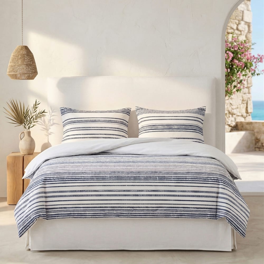 Bettbezug-Set aus 100% Baumwolle, gestreift, 180x220 + 45x125 cm