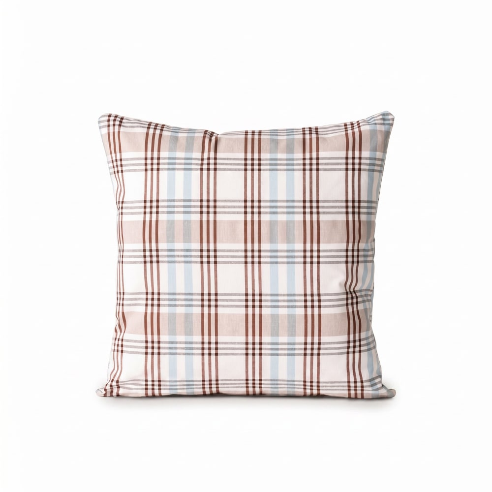 Lot de 2 housses de coussin en coton à carreaux bleu 45x45 cm