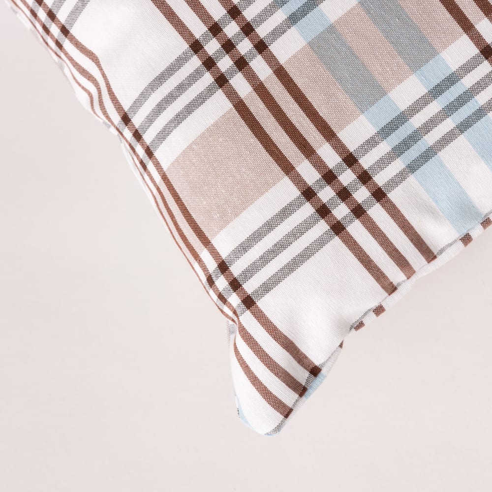 Lot de 2 housses de coussin en coton à carreaux bleu 45x45 cm — vue 4