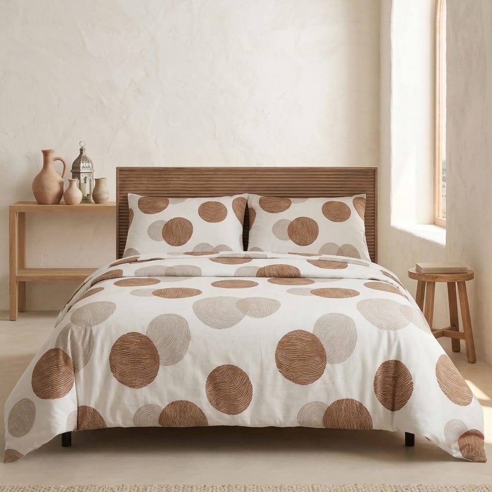 Bettbezug-Set aus 100% Baumwolle mit Kreismuster, 260x240 +