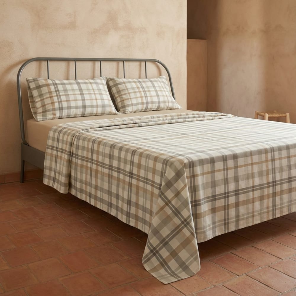 Parure de draps 100% coton à carreaux vichy 105x200 + 45x125 cm